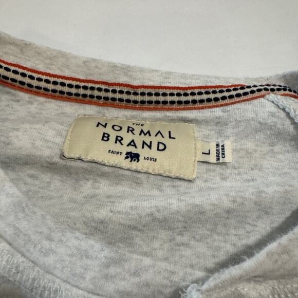 The Normal Brand Cotton Blend Long Sleeve Henley Shirt Mens Large - Picture 3 of 11